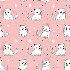 Adorable Cartoon Dog Grid Background