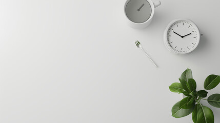 Clock  on white table, Background
