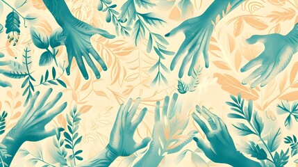 Subtle Line Art Background with a Pattern of Friends' Hands for Friendship Day