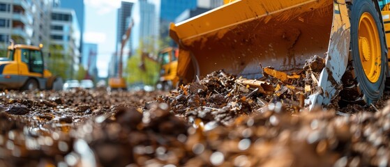 Construction Site Cleanup - Front Loader Moving Debris