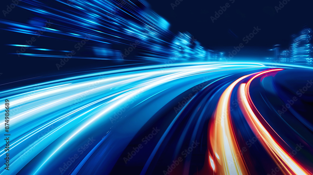 Canvas Prints Abstract speed Business Start up launching product with Electric car and city concept