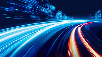 Obraz premium Abstract speed Business Start up launching product with Electric car and city concept