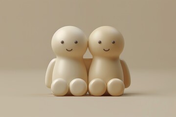 Fototapeta premium Cute figurines sitting together, friendship and happiness, vector art