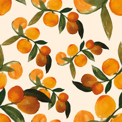 Seamless pattern with oranges, watercolor illustration, watercolor pattern, seamless watercolor pattern, orange oranges