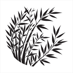 bamboo leave silhouette, vector black color silhouette