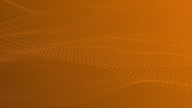 Orange color circular dots forming wave pattern geometrical futuristic background