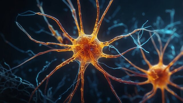 A tiny invertebrate nerve cell glows with vibrant life, revealing the intricate beauty of the animal kingdom's inner workings.