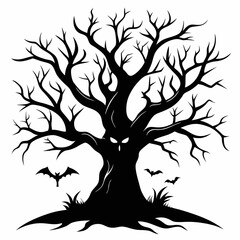gothic tree for halloween black vector silhouette
