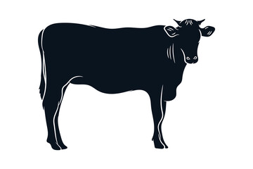 Cow slhouette hand drawn vector illustration