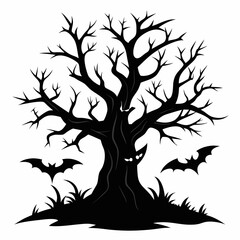 Obraz premium gothic tree for halloween black vector silhouette
