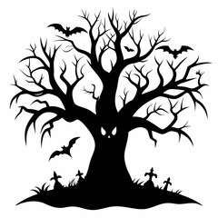 gothic tree for halloween black vector silhouette
