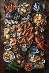 Seafood Extravaganza, Ocean Fresh, Grilled Delights, Maritime, Coastal Charm, 