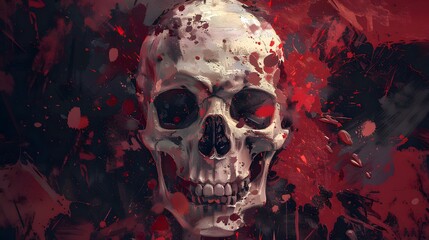 skull with blood background concept
