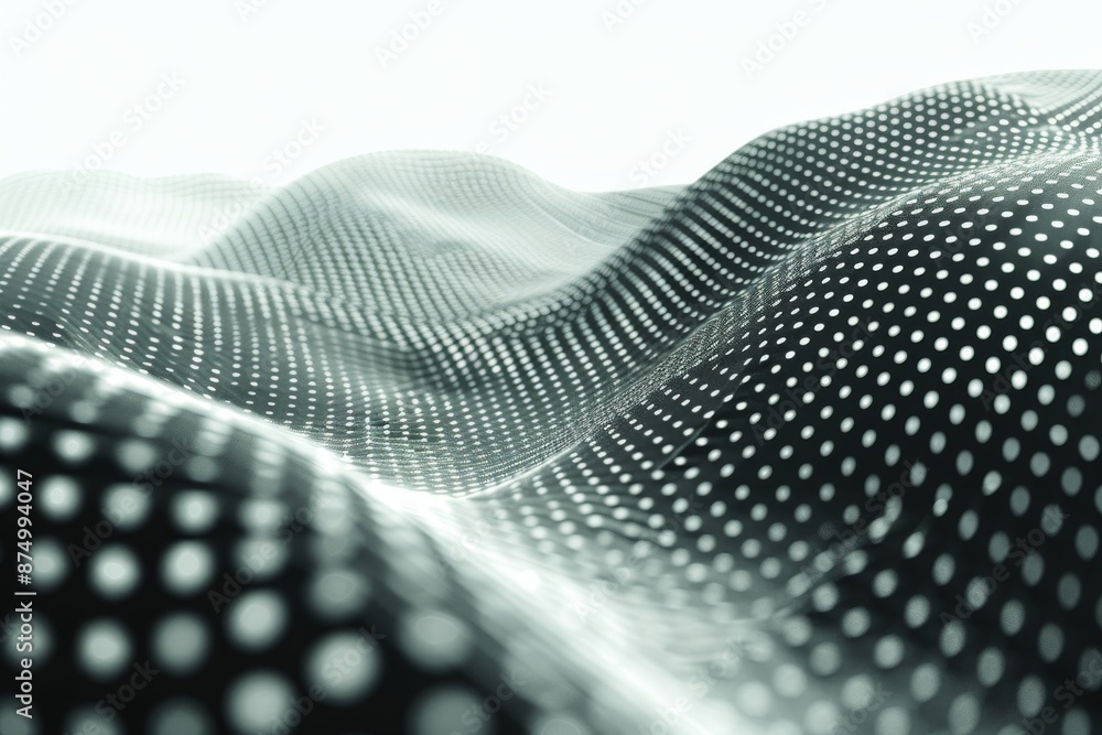 Poster smooth grayscale waves with dotted pattern, elegant and modern abstract background