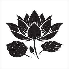 Fototapeta premium lotus leaf silhouette, vector black color silhouette
