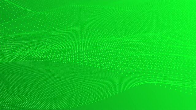 Green color circular dots forming wave pattern geometrical futuristic background