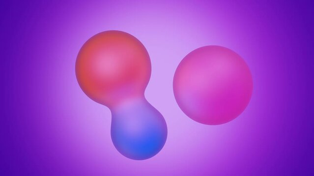 Floating abstract liquid bubbles on a purple background