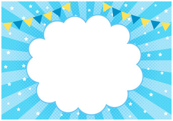 夏の雲の集中放射フレーム背景2青色