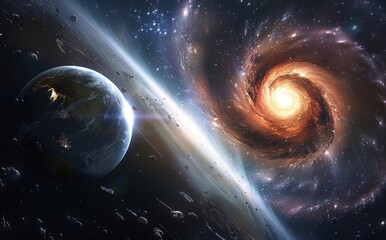 Obraz premium Cosmic Dance: A Galaxy's Embrace