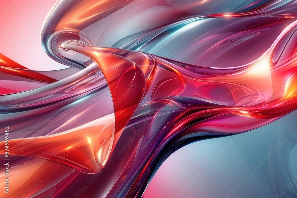 Poster modern digital abstract 3d background, smooth curves and vibrant gradients, ample copy space, genera