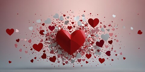 Valentines Day Background Design with Heart Stickers Scattered.