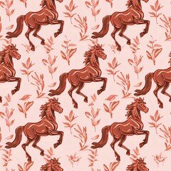 Simple Flat Style Horse Repeat Design for Kids