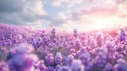 Naklejka premium A Field Of Purple Pink Lavender Flowers Added A Serene Touch