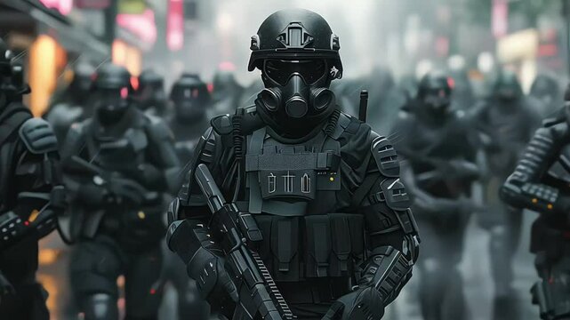 riot police guard riots, ai generative