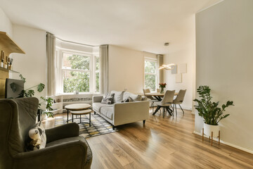 Modern living room with natural light and minimalist design