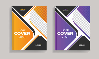Vector corporate book cover design or modern business annual report book cover template design with two gradient color available