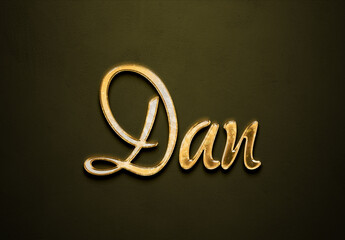 Old gold text effect of French name Dan with 3D glossy style Mockup.