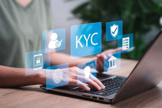 KCY, Know your customer concept, Women use laptops to verify the identity of clients authentication for the KYC system, Verifying the identity of clients for KYC financial clients, Advanced security