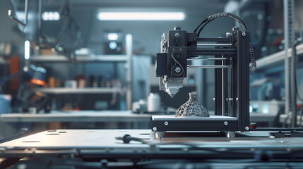 Fototapeta premium High-Resolution Image of a 3D Printer Creating an Intricate Design in a Modern Workshop