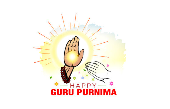Happy Guru Purnima day. Indian student respecting to academic Teachers concept.