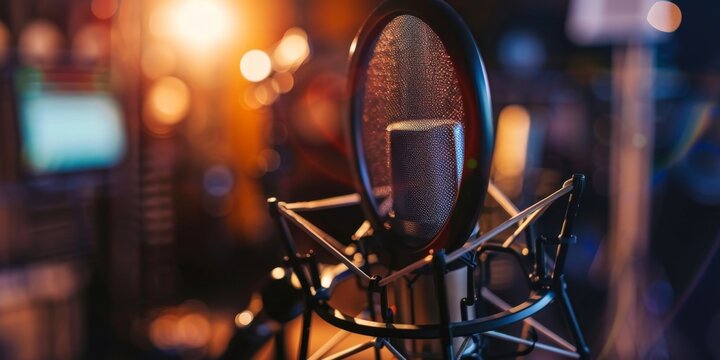 Podcast Enthusiast Recording with Professional Equipment on International Podcast Day, Featuring Live Streaming Setup, Interviews, and Electronic Devices, High-Resolution Wallpaper