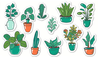 Assorted Indoor Potted Plant Illustrations Collection