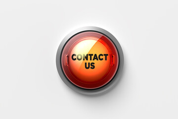 The word contact us on a push button isolated on white background.