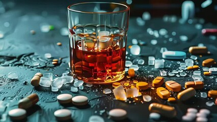 Addiction and Dependency Concept with Pharmaceuticals, Alcohol, and Smoking