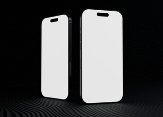 Mobile phone screen on black background mockup 