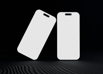 Mobile phone screen on black background mockup 