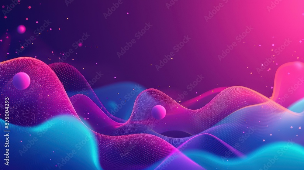 Poster Modern abstract background with flowing particles and dynamic waves in a vector illustration.