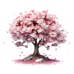 Fototapeta premium Japanese cherry tree isolate on transparent png. 