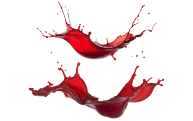 red splashes, juice, wine, on a transparent background