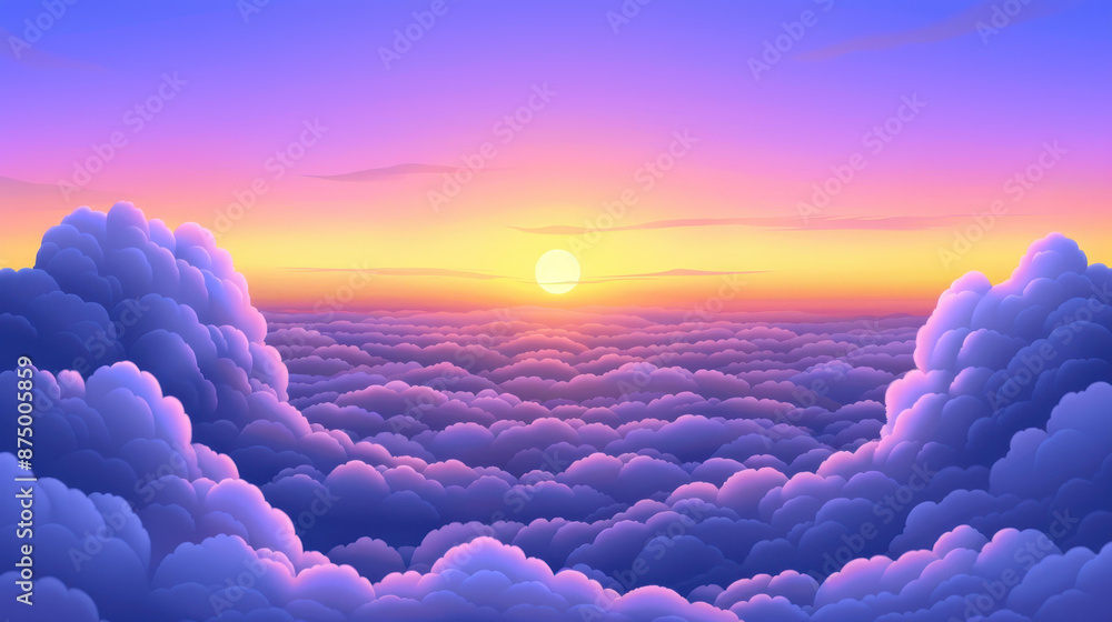 Canvas Prints Mesmerizing view Sunset sky above clouds.