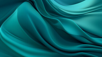 Obraz premium Abstract Illustration with Green Flowing Waves of Fabric