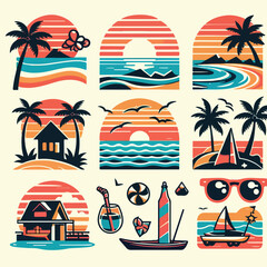 Summer palm tree and beach vintage background

