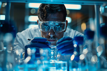 Medical researcher conducting experiments in a lab..