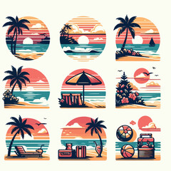 Summer palm tree and beach vintage background
