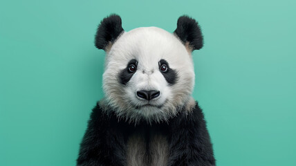 Obraz premium panda on minimalistic green background 