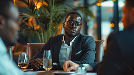 Team of diverse fintech professionals discussing investment strategies in a modern boardroom setting